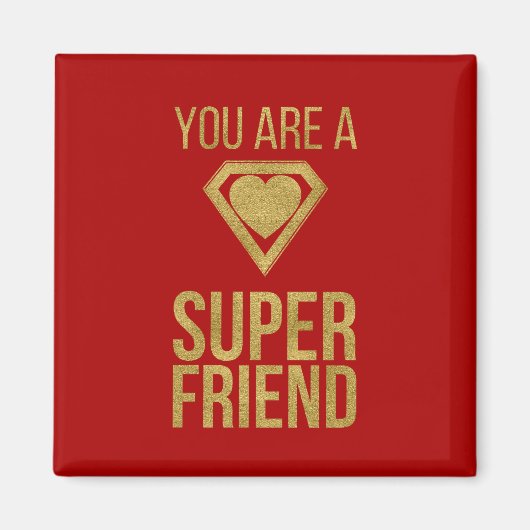 Gold Superhero Friend Valentine Magnet Red (Vorne)