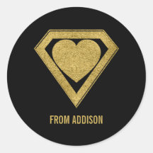 Gold Superhero Friend Valentine Sticker