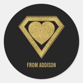 Gold Superhero Friend Valentine Sticker