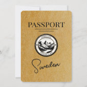 Gold Sweden Passport Hochzeitseinladung Einladung (Rückseite)