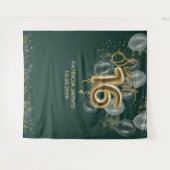 Gold Sweet 16 Balloons Smaragdgrüner Hintergrund Wandteppich (Vorderseite (Horizontal))