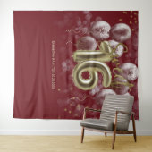 Gold Sweet 16 Bday Balloons Burgund Hintergrund Wandteppich (Beispiel (Horizontal))