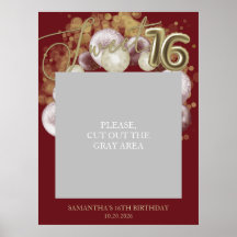 Gold Sweet 16 Bday Balloons Foto Prop Burgund