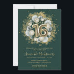 Gold Sweet 16 Bday Balloons Party Emerald Green in Einladung<br><div class="desc">Lass deinen Freunden, ihre Kalender für deinen besonderen Tag mit diesen schönen staubblauen Sweet 16 Einladungen zu markieren. Jede Einladung bietet ein festliches Design mit schönen Ballons, die perfekt geeignet sind, um die Stimmung für einen Tag des Vergnügens und der Feier. Egal ob Sie eine große Ballsaal-Gala oder eine intimere...</div>