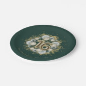 Gold Sweet 16 Bday Balloons Party Emerald Green Pappteller (Schrägansicht)