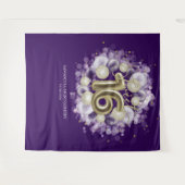 Gold Sweet 16 Bday Balloons Party Lila Hintergrund Wandteppich (Vorderseite (Horizontal))