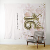 Gold Sweet 16 Bday Balloons Party Rosa Hintergrund Wandteppich (Beispiel (Horizontal))