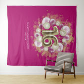 Gold Sweet 16 Bday Balloons Party Rosa Hintergrund Wandteppich (Beispiel (Horizontal))