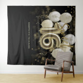 Gold Sweet 16 Bday Balloons Party Schwarzer Hinter Wandteppich (Beispiel (Horizontal))