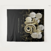 Gold Sweet 16 Bday Balloons Party Schwarzer Hinter Wandteppich (Vorderseite (Horizontal))