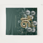 Gold Sweet 16 Bday Balloons Smaragdgrüner Hintergr Wandteppich (Vorderseite (Horizontal))