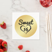 Gold Sweet 16 Paper Napkin mit Herz Serviette (Beispiel)