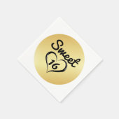 Gold Sweet 16 Paper Napkin mit Herz Serviette (Ecke)