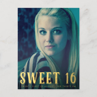 Gold Sweet 16 Sechzehn Party Foto Postkarte