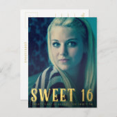 Gold Sweet 16 Sechzehn Party Foto Postkarte (Vorne/Hinten)