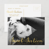 Gold Sweet 16 Sechzehn Party Foto Postkarte (Vorne/Hinten)