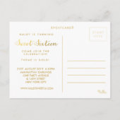 Gold Sweet 16 Sechzehn Party Foto Postkarte (Rückseite)