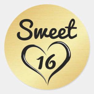 Gold Sweet 16 Umschlag Aufkleber mit Herz