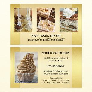 Gold Sweet Bakery Dessert Foto Business Card Visitenkarte