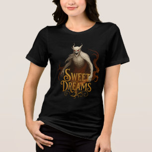 Gold “Sweet Dreams” Demon Horror Artwork Tri-Blend Shirt