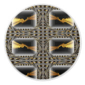 Gold Swirl Black Luxury Monochrom Hardware Dresser Keramikknauf (Vorderseite)