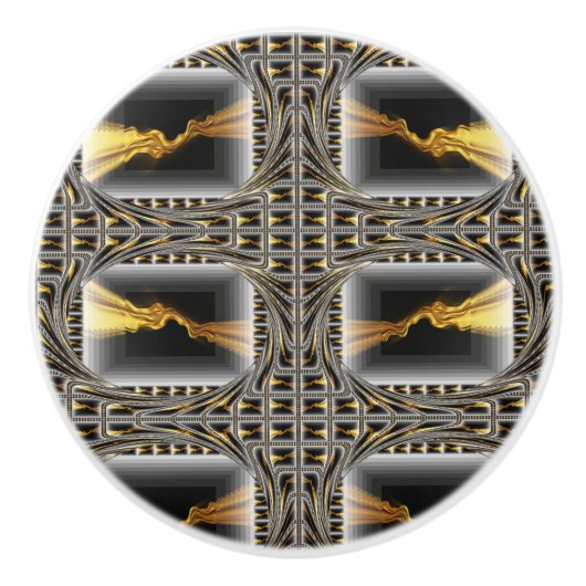 Gold Swirl Black Luxury Monochrom Hardware Dresser Keramikknauf (Vorderseite)