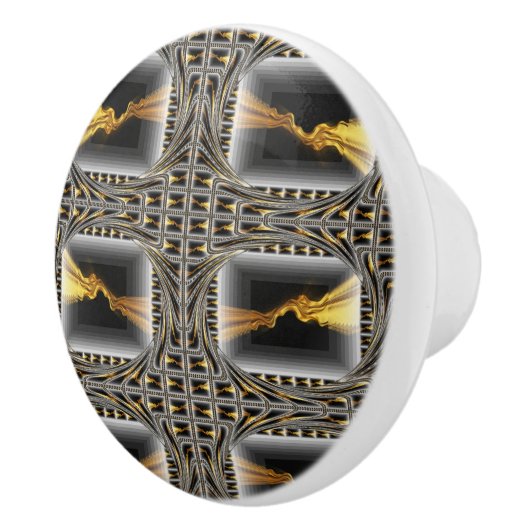 Gold Swirl Black Luxury Monochrom Hardware Dresser Keramikknauf (Rechts)