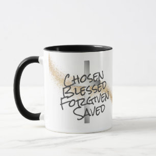 Gold Swirl Confetti Silver Cross Christlich Tasse