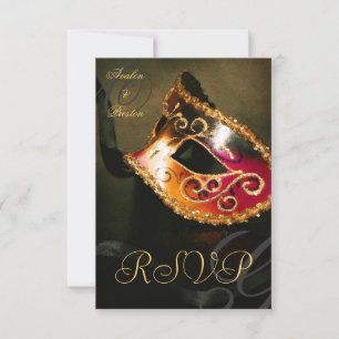 Gold Swirl Masquerade Maske RSVP Einladung