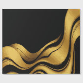 Gold Swirl on Black Pattern – Elegant Luxury Gift  Geschenkpapier (Flach)