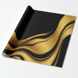 Gold Swirl on Black Pattern – Elegant Luxury Gift  Geschenkpapier