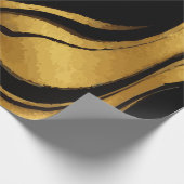 Gold Swirl on Black Pattern – Elegant Luxury Gift  Geschenkpapier (Ecke)