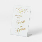 Gold Swirl Top Border Bridge and Groom Reserviert Sockelschild (Vorderseite)