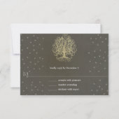 Gold Swirl Tree auf Gray Wedding Response Card #4 RSVP Karte (Vorderseite)