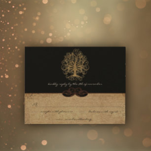 Gold Swirl Tree Gold & Black Metallic Wedding RSVP