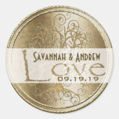 Gold Swirl Tree Gold Wedding Siegel Runder Aufkleber (Vorderseite)