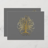 Gold Swirl Tree on Gray Wedding Reception Card #2 Einladung (Vorne/Hinten)