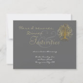 Gold Swirl Tree on Gray Wedding Reception Card #2 Einladung (Rückseite)