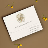 Gold Swirl Tree Wedding RSVP Response Card Karte