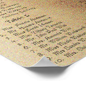Gold Swirl Wedding Seating Chart Poster (Ecke)
