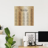 Gold Swirl Wedding Seating Chart Poster (Heimbüro)