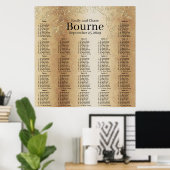 Gold Swirl Wedding Seating Chart Poster (Heimbüro)