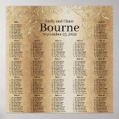 Gold Swirl Wedding Seating Chart Poster (Vorne)