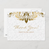 Gold Swirl & White Damaskus Dankeschön Karte (Vorne/Hinten)