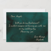 Gold Swirls Emerald Green Bridesmaid Card Einladung (Rückseite)