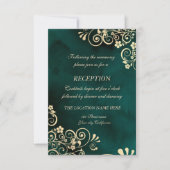 Gold Swirls Emerald Green Wedding  Einladung (Vorderseite)