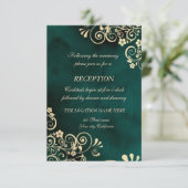 Gold Swirls Emerald Green Wedding  Einladung (Stehend Vorderseite)