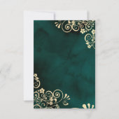 Gold Swirls Emerald Green Wedding  Einladung (Rückseite)