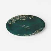 Gold Swirls Emerald Green Wedding Pappteller (Schrägansicht)