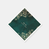 Gold Swirls Emerald Green Wedding Serviette (Ecke)